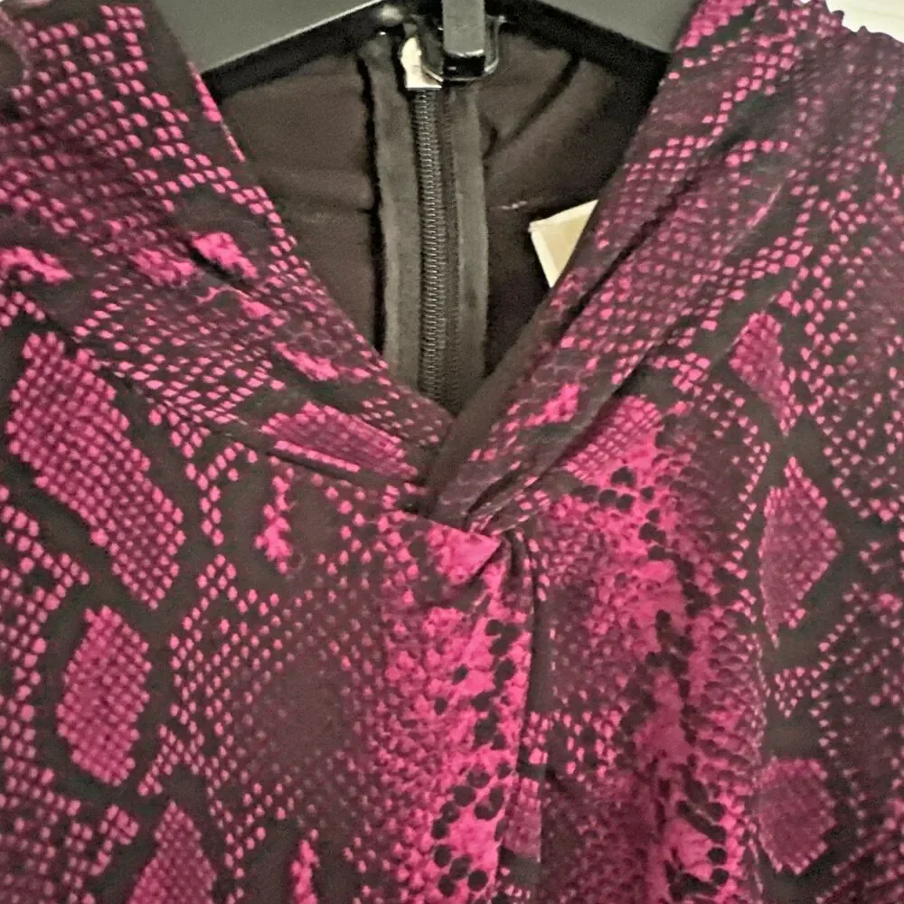 Michael Kors Women's Snakeskin-Print Sleeveless Midi Dress Fuchsia L (NO BELT)